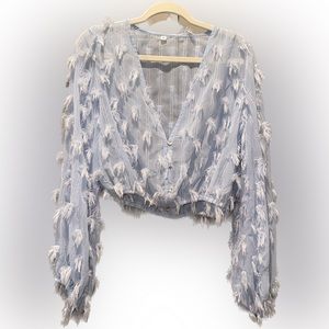 Sheer Cropped Light Blur Fringe Top